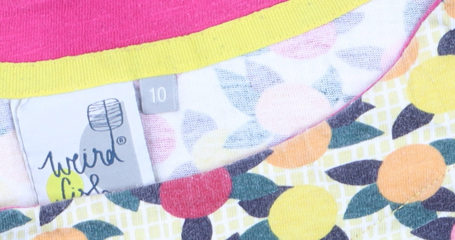 Weird Fish Womens Multicoloured Floral Cotton T-Shirt Size 10