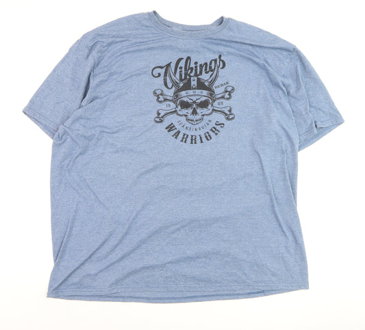 Bebak In The Gym Men's Blue 2XL Viking Graphic Crew Neck T-Shirt