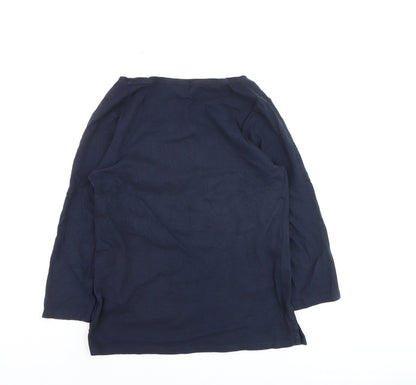 Crew Clothing Women’s Blue Cotton Boat Neck 3/4 Sleeve T-Shirt Size 8