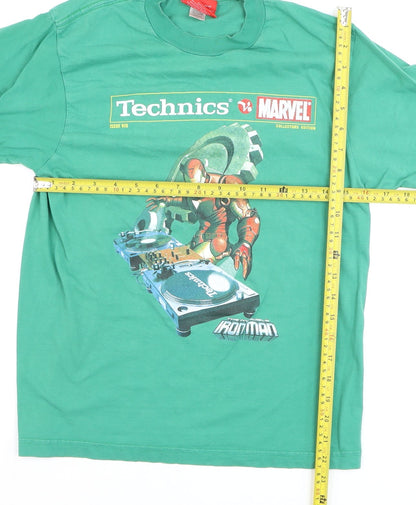 Marvel Boys Green Iron Man Technics Graphic Short Sleeve T-Shirt Size S