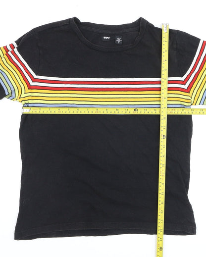 BDG Men’s Black Striped Retro Crew Neck Cotton T-Shirt Size M