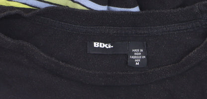 BDG Men’s Black Striped Retro Crew Neck Cotton T-Shirt Size M
