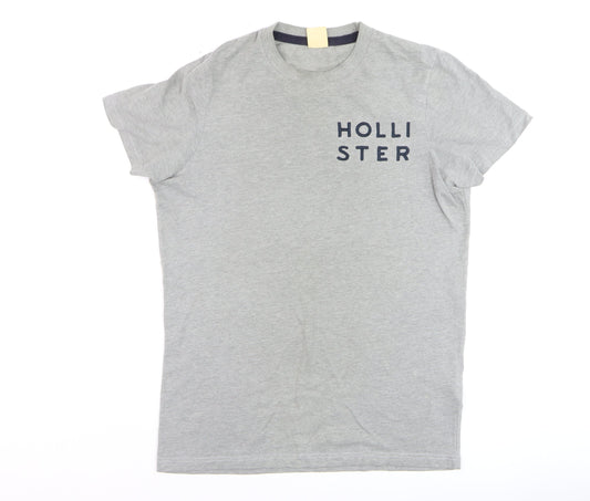 Hollister Men's Grey Crew Neck Logo T-Shirt Size M