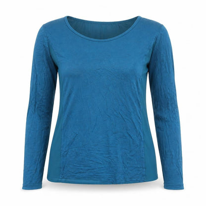Chico's Women's Blue Long Sleeve Chiffon Panel Blouse Size S