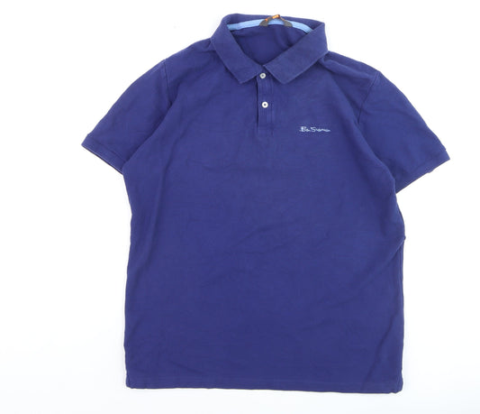 Ben Sherman Men's Blue Cotton Polo Shirt Size L Regular Fit