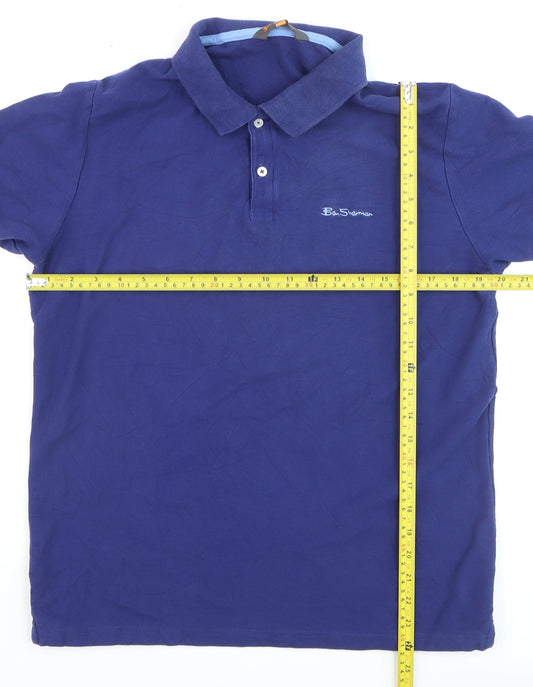 Ben Sherman Men's Blue Cotton Polo Shirt Size L Regular Fit