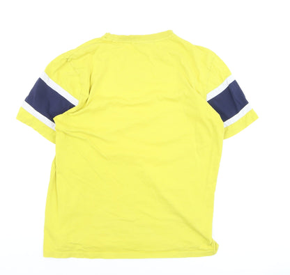 FILA Men’s Yellow Colourblock Crew Neck Cotton T-Shirt Size L