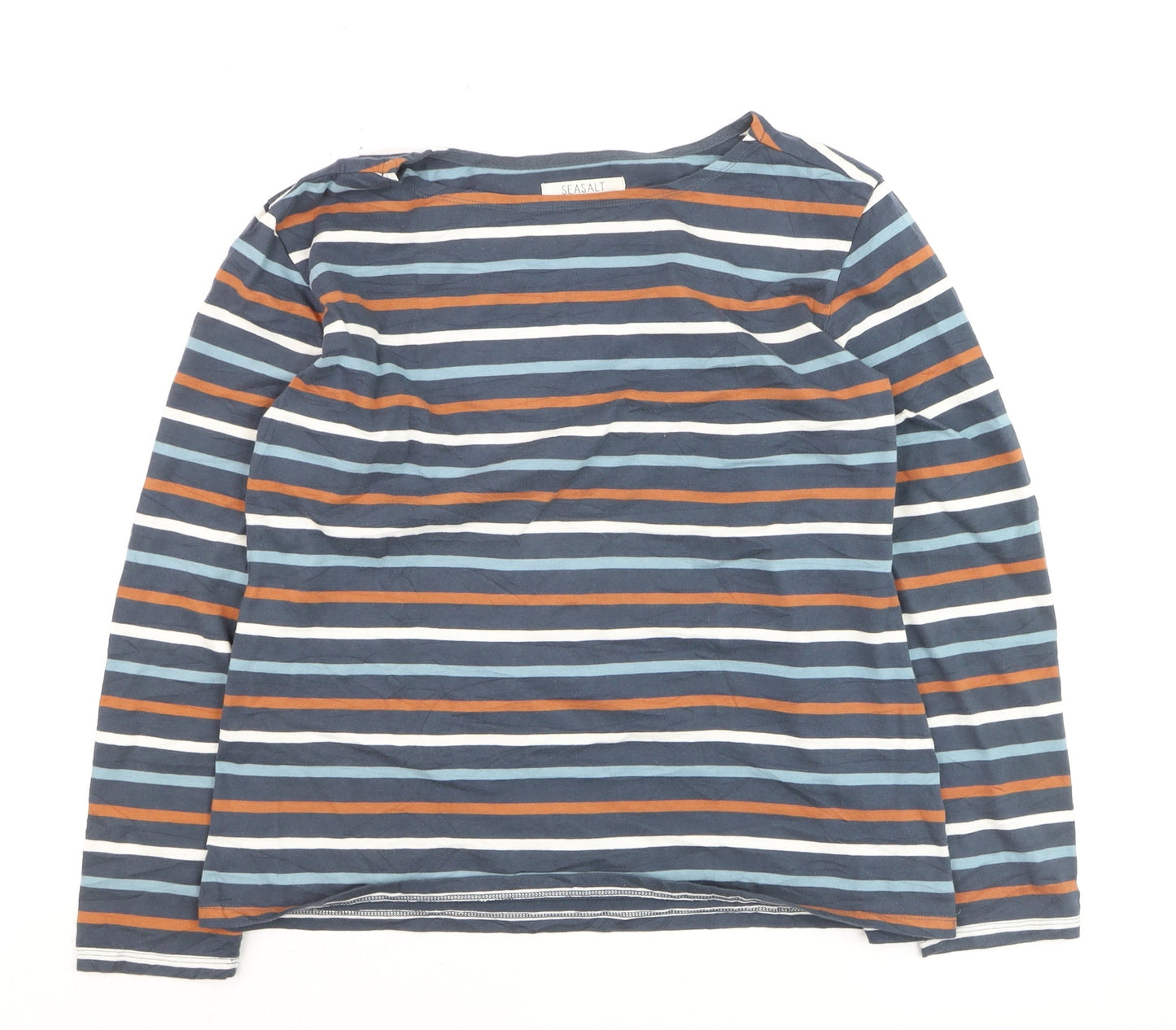 Seasalt Women’s Multicoloured Striped Long Sleeve Cotton Sailor Shirt Size 14