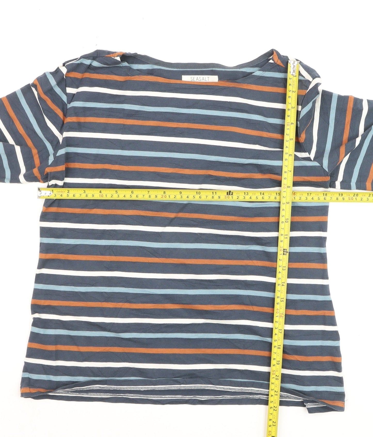 Seasalt Women’s Multicoloured Striped Long Sleeve Cotton Sailor Shirt Size 14