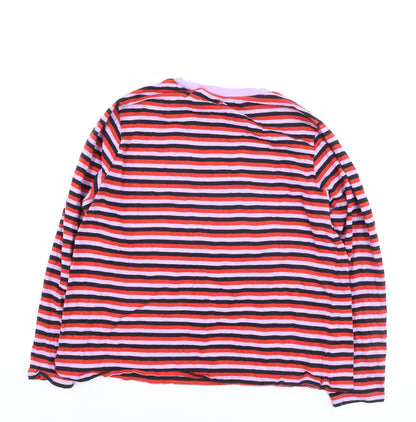 Marks and Spencer Women’s Multicoloured Striped Long Sleeve Cotton T-Shirt Size 16