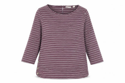 Fat Face Women Purple Striped 3/4 Sleeve Cotton Tunic Top Size 10