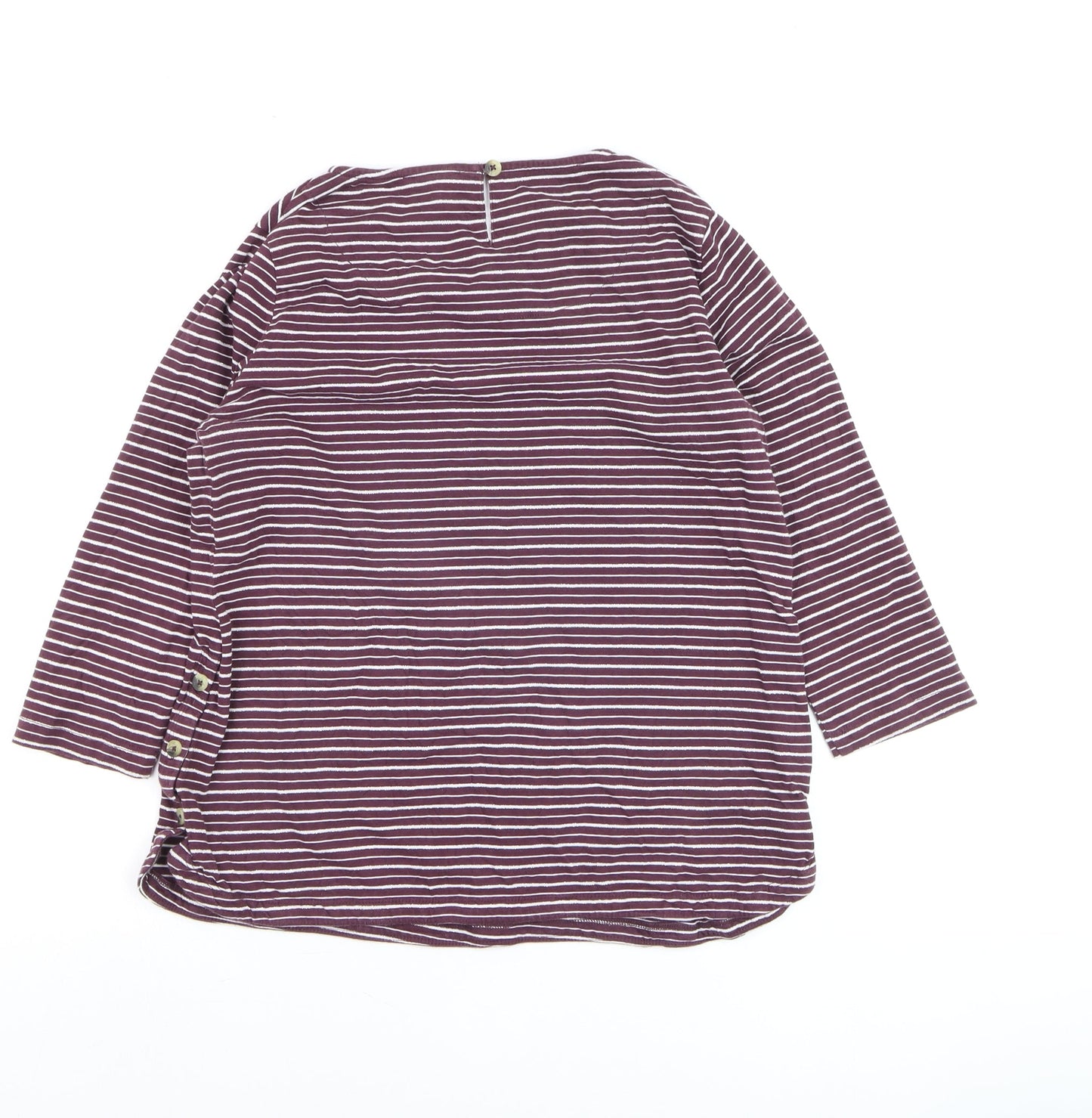 Fat Face Women Purple Striped 3/4 Sleeve Cotton Tunic Top Size 10
