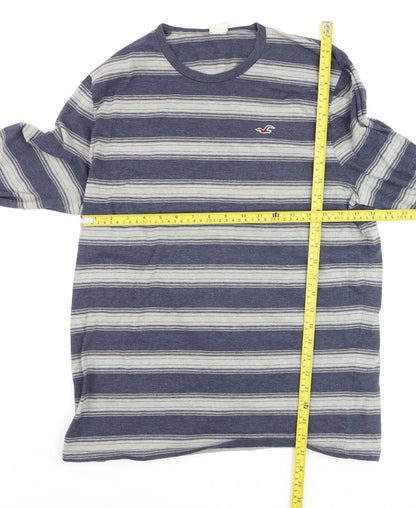 Hollister Men's Blue Striped Long Sleeve Casual Top XL