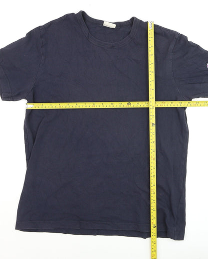 Champion Men Blue Medium Classic Crew Neck Cotton T-Shirt