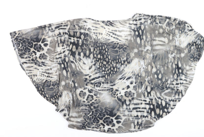 Miss Selfridge Women Grey Animal Print Sheer Crop Blouse Size 10