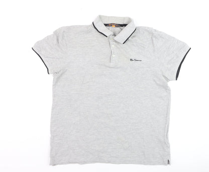 Ben Sherman Men's Grey Collared Short Sleeve Cotton Polo T-Shirt L