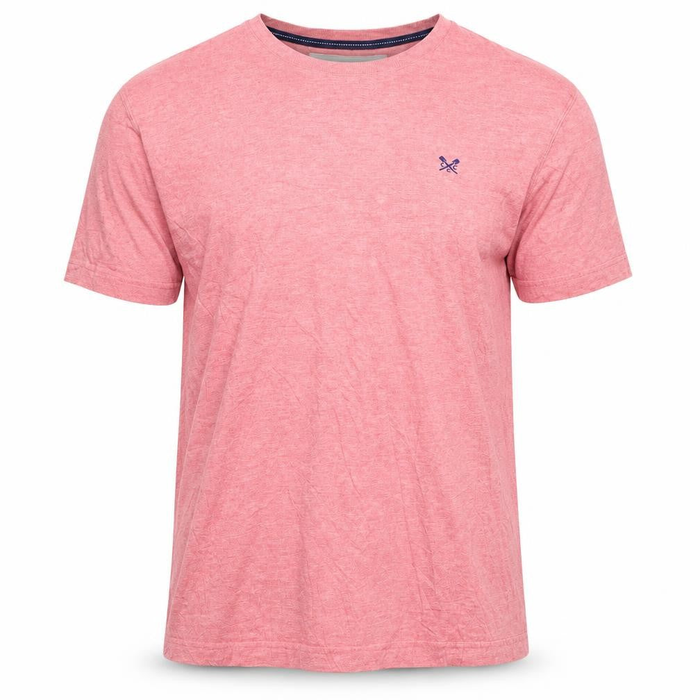 Front view of Crew Clothing Men's Pink Cotton Short Sleeve T-Shirt M