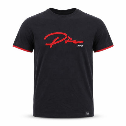 Prè London Men's Black Red Logo Short Sleeve Crew Neck T-Shirt Size S