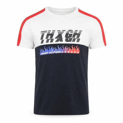 Front view of Tommy Hilfiger unisex multicoloured retro graphic t-shirt, size S