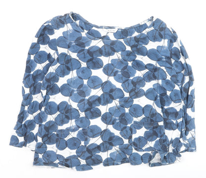 Thought Women’s Blue Floral 3/4 Sleeve Boat Neck Cotton Top M