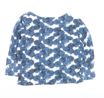 Thought Women’s Blue Floral 3/4 Sleeve Boat Neck Cotton Top M