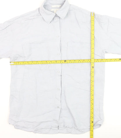 H&M Men’s Grey Linen Blend Long Sleeve Button-Up Shirt XS