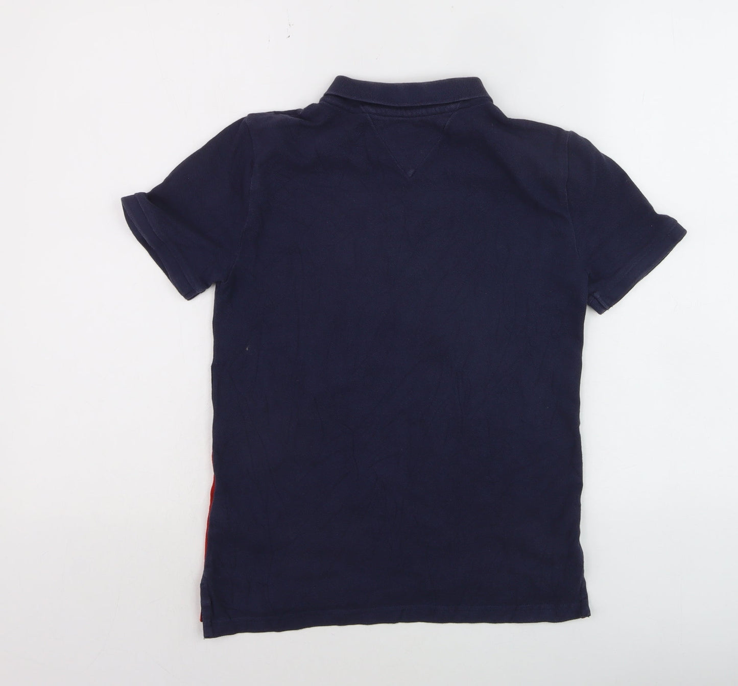 Tommy Hilfiger Boys Blue Red Colourblock Polo Shirt Size 152 Classic Cotton