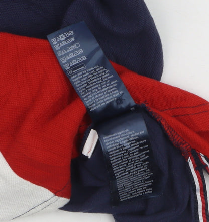 Tommy Hilfiger Boys Blue Red Colourblock Polo Shirt Size 152 Classic Cotton