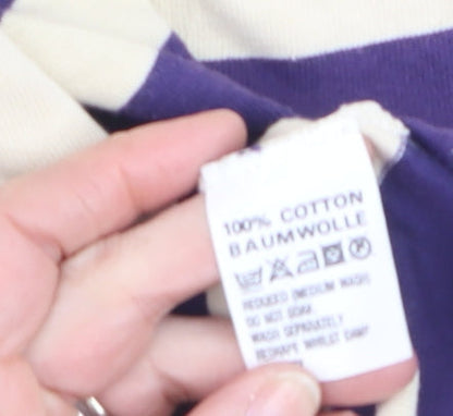 Next Women Ivory Purple Striped Square Neck Jumper M