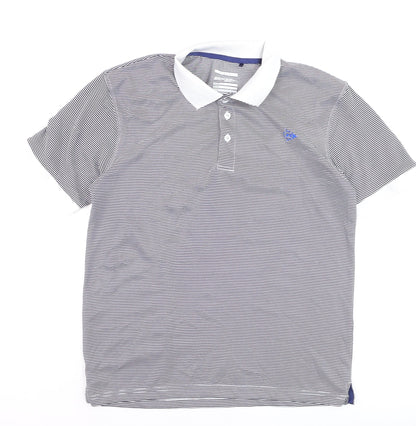 Dunlop Men’s Blue Striped Polo Shirt Regular Fit Size M