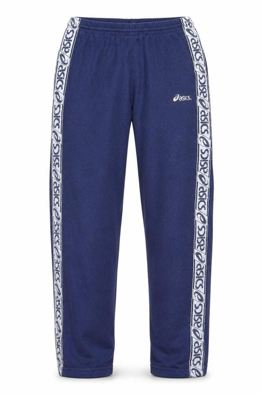 Asics Boys Blue Track Pants 20 Years Elastic Waist Fleece Trousers