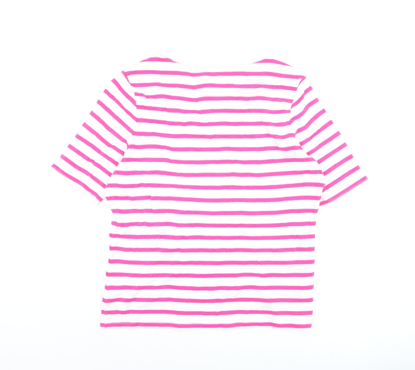 John Lewis Women’s Pink White Striped Cotton T-Shirt Size 18