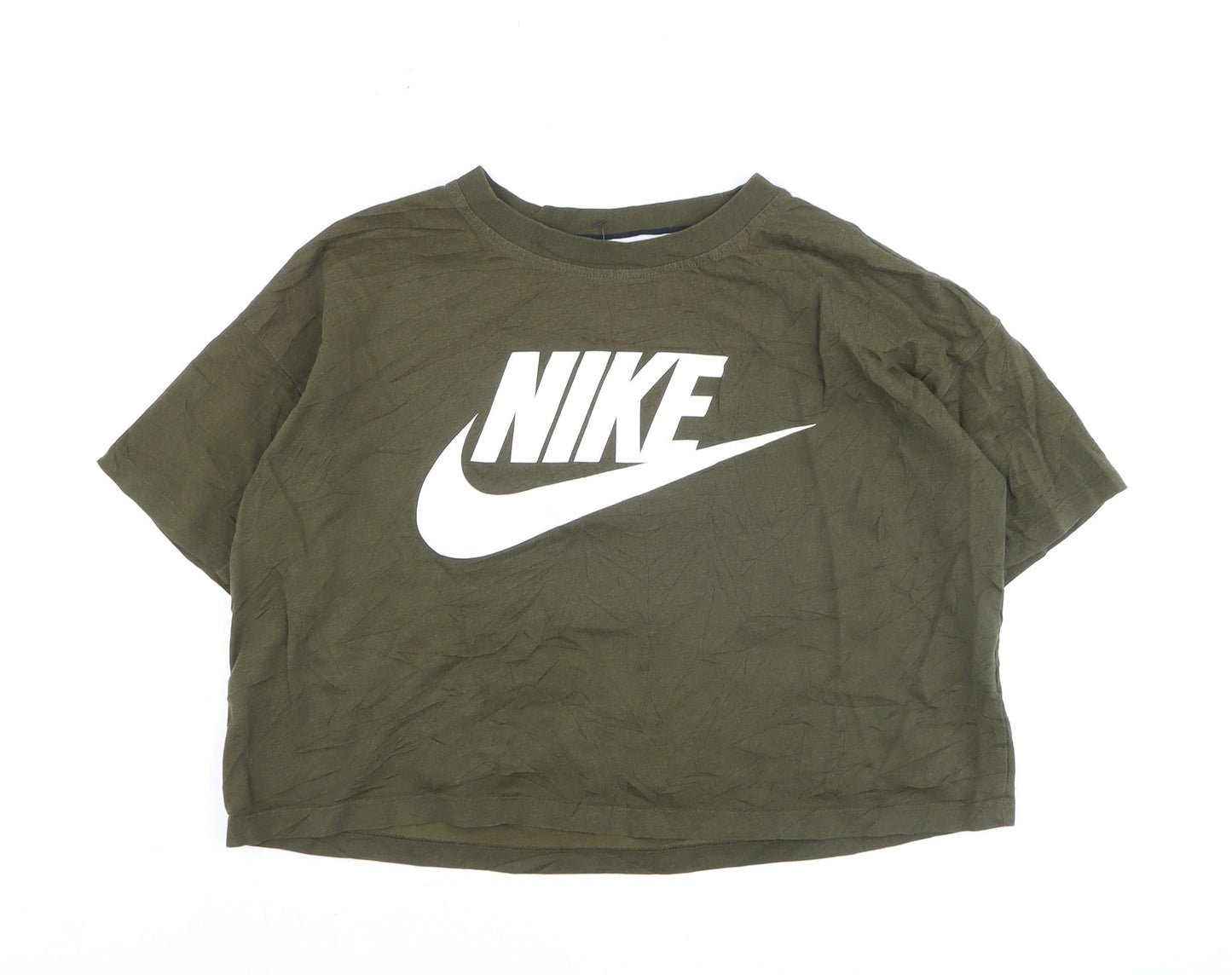 Nike Women's Green Cropped T-Shirt XS Relaxed Fit Sports Style