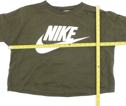 Nike Women's Green Cropped T-Shirt XS Relaxed Fit Sports Style