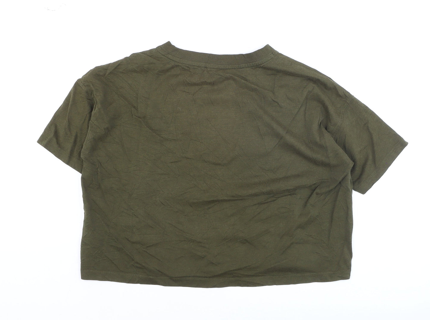 Nike Women's Green Cropped T-Shirt XS Relaxed Fit Sports Style