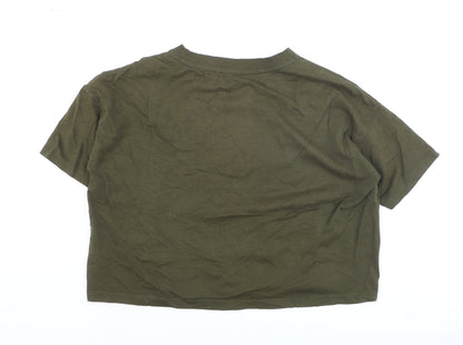Nike Women's Green Cropped T-Shirt XS Relaxed Fit Sports Style