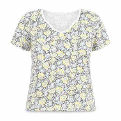 Mudd & Water Women's Multicoloured Floral Cotton V-Neck T-Shirt Size 14