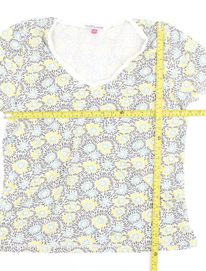 Mudd & Water Women's Multicoloured Floral Cotton V-Neck T-Shirt Size 14