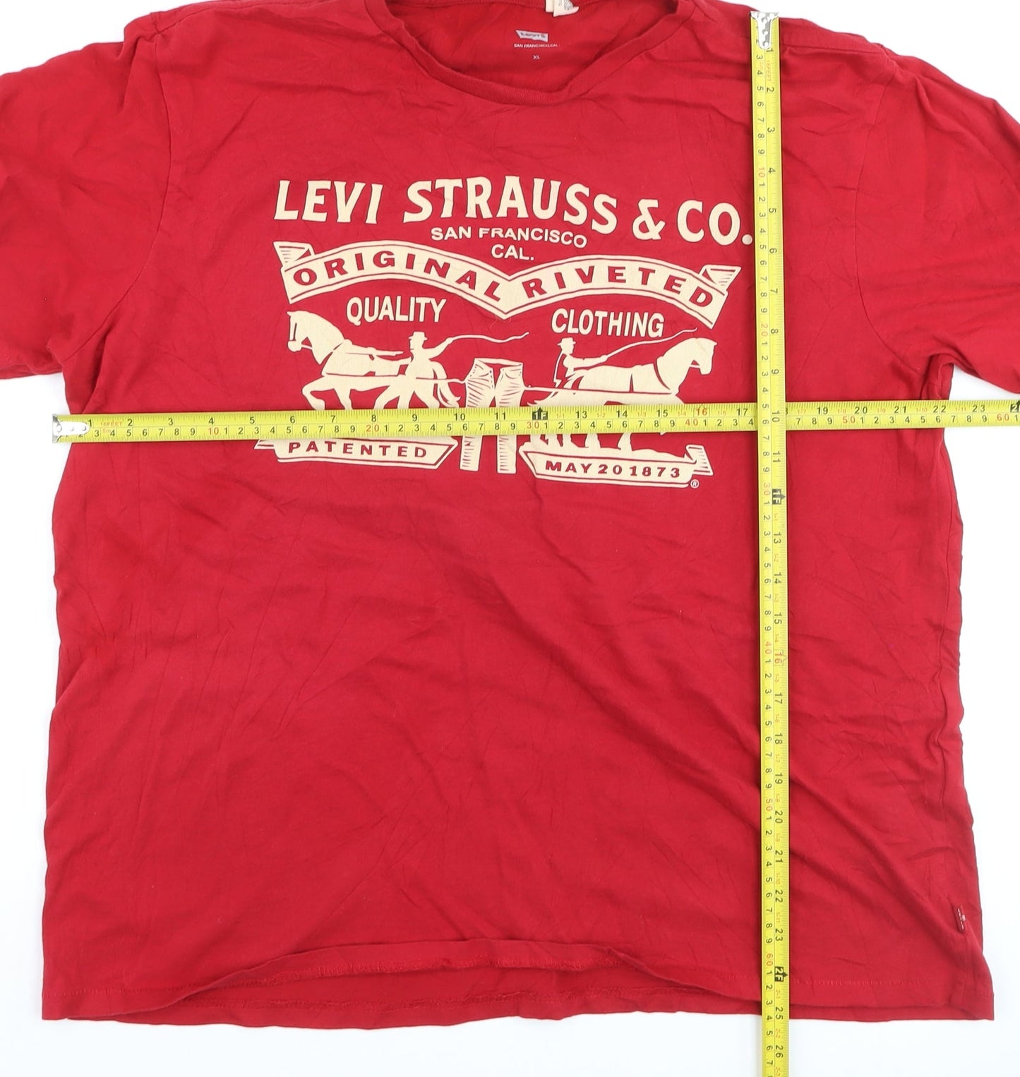 Levi's Men's Red Graphic Print Crew Neck Cotton T-Shirt XL
