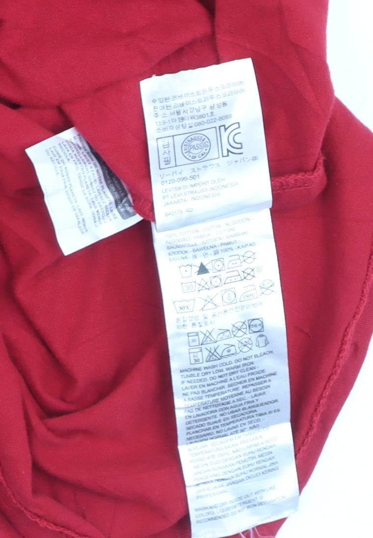 Levi's Men's Red Graphic Print Crew Neck Cotton T-Shirt XL
