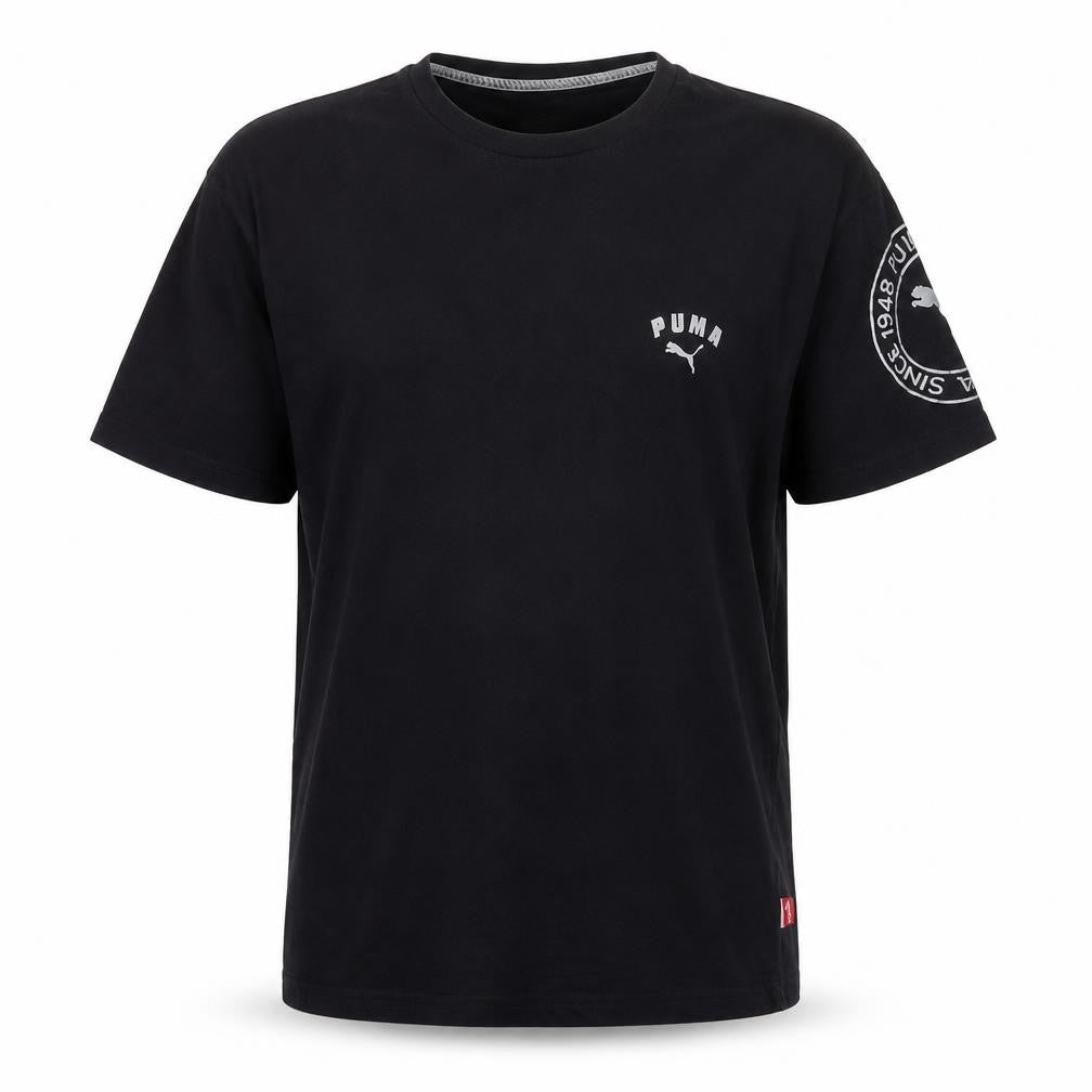 Front view of Puma Men's Black L Crew Neck Sports T-Shirt