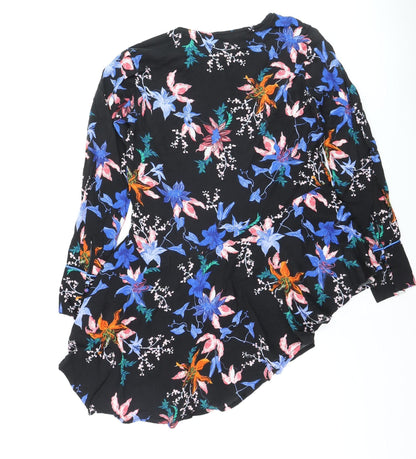 b.young Women's Black Floral Long Sleeve Blouse UK 8 Viscose