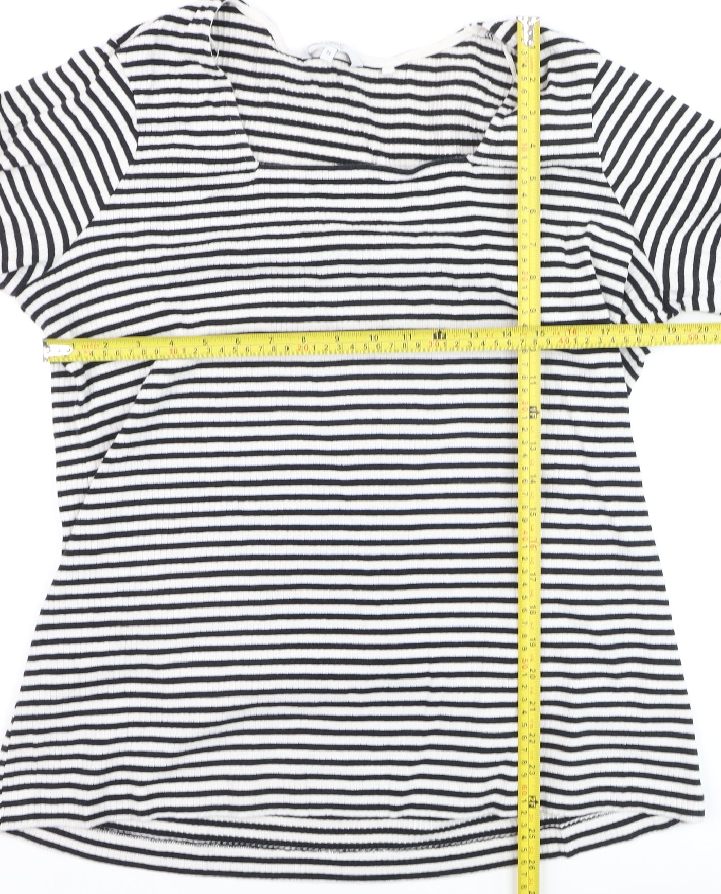 Next Womens Black White Striped Jersey Top Size 22 3/4 Sleeve
