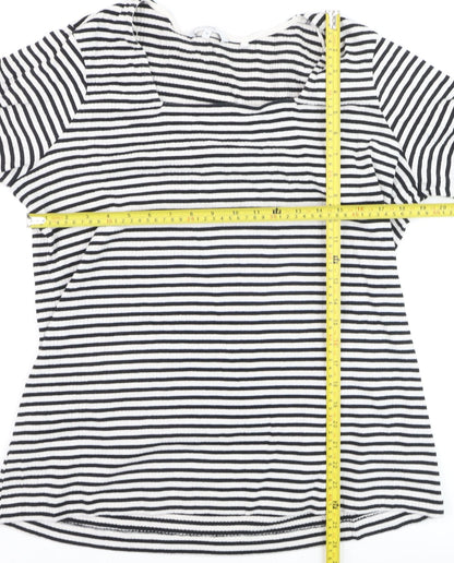 Next Womens Black White Striped Jersey Top Size 22 3/4 Sleeve