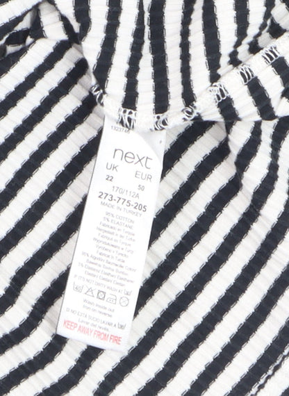 Next Womens Black White Striped Jersey Top Size 22 3/4 Sleeve