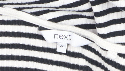 Next Womens Black White Striped Jersey Top Size 22 3/4 Sleeve