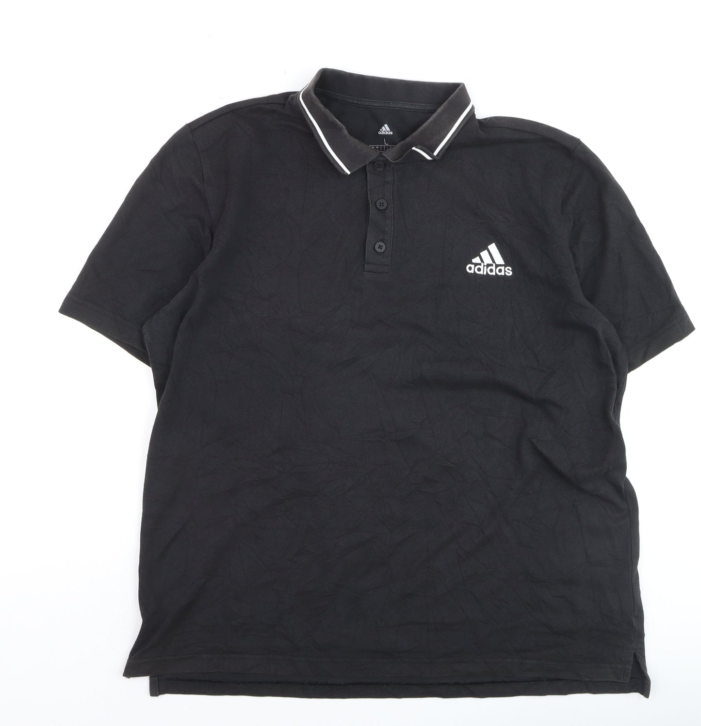 Adidas Men's Black L Sports Polo Shirt Cotton Blend Logo