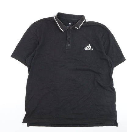 Adidas Men's Black L Sports Polo Shirt Cotton Blend Logo
