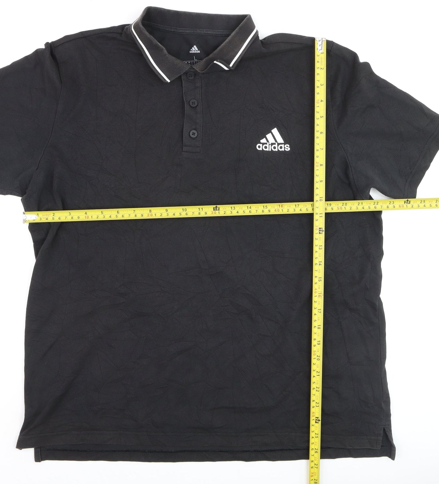 Adidas Men's Black L Sports Polo Shirt Cotton Blend Logo
