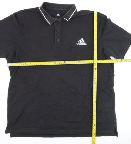 Adidas Men's Black L Sports Polo Shirt Cotton Blend Logo